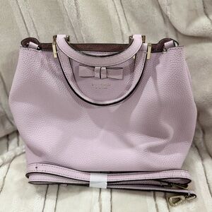 Kate Spade Lilac Leather Satchel with Bow Accent